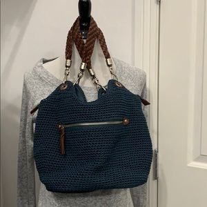 Woven blue “the SAK” with leather accent